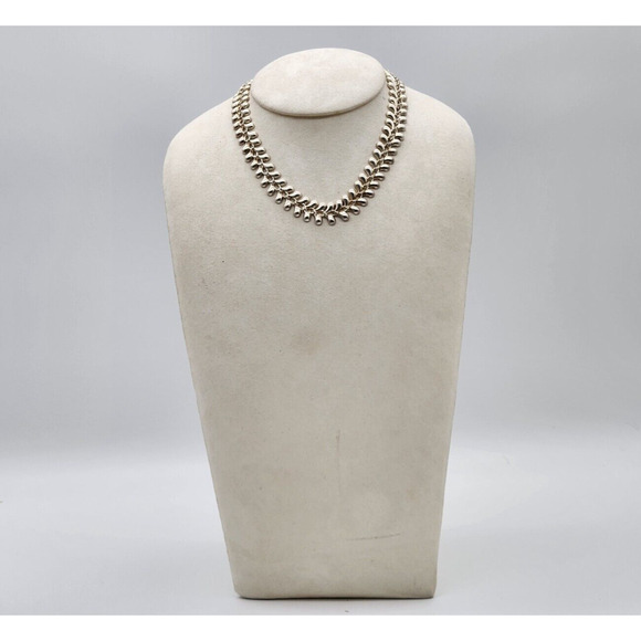 Vintage Sterling Silver KLM Kathy Lynn Mayeda Leaf Design 18” Statement Necklace - Picture 2 of 7